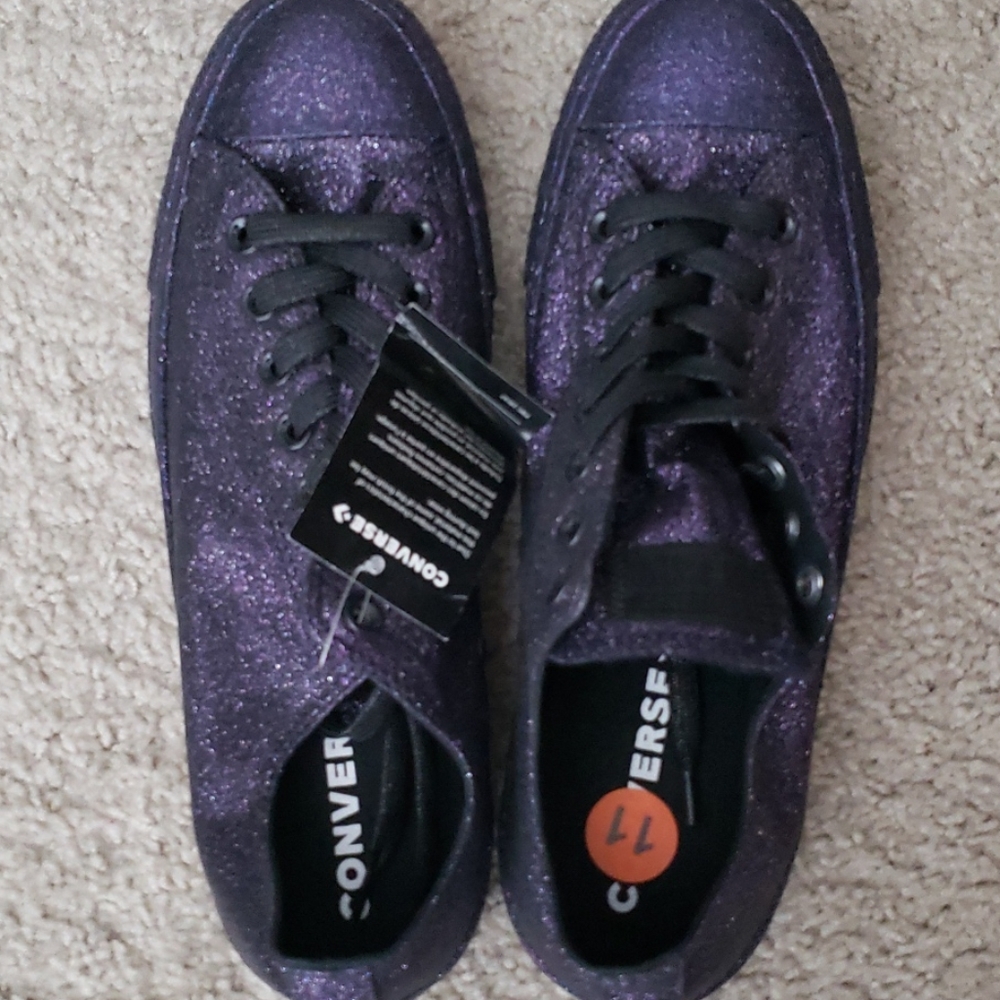 Converse purple sparkly shoes